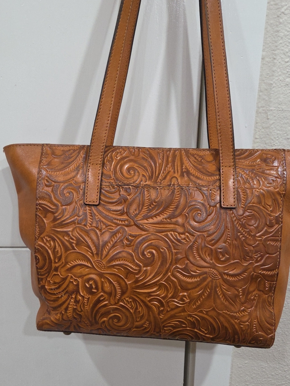 Patricia Nash Tooled Leather Tote Bag in Tan
